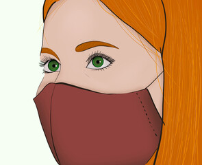 masked girl with red hair