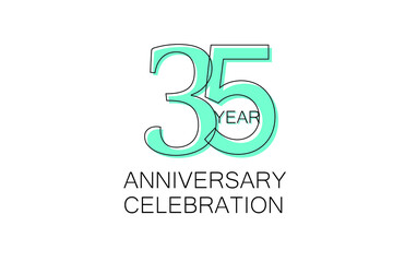 35 year Anniversary, Sleek and Clean Design, Inspired by Comic and Magazine Looks, Pastel Blue Color, Dedicated for invitation, greeting card - Vector