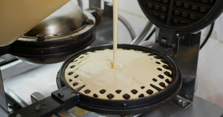 Making Hong Kong local snack food egg waffle