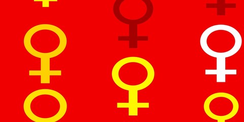 Obraz premium Light Orange vector background with woman symbols.