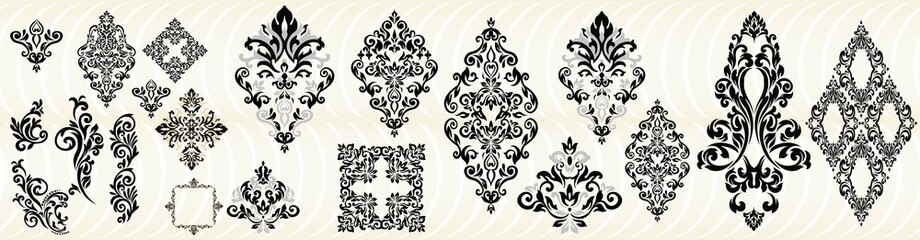 illustration VINTAGE. ornamental floral elements for tattoo, design, cards and prints. Abstract floral vector illustration.