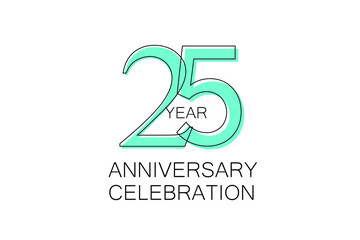 25 year Anniversary, Sleek and Clean Design, Inspired by Comic and Magazine Looks, Pastel Blue Color, Dedicated for invitation, greeting card - Vector