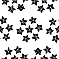 black and white seamless background with flower petals 