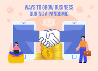 Ways to maintain or even grow your business during a pandemic. Minimal design vector illustration