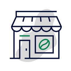 Vector cafeteria icon in trendy minimal line style. Thin linear real estate sign for UI button. Contour coffeeshop icon or cyber small business symbol. Outline emblem of commercial estate concept.