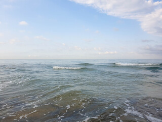 Transparent gentle waves of the Black sea. The scene from this morning. Anapa, Krasnodar region.