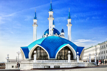 Kul Sharif Mosque in Kazan Kremlin. One of the largest mosques in Russia. Kazan Republic of Tatarstan.