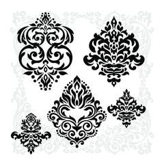 Vector illustration VINTAGE. ornamental floral elements for tattoo, design, cards and prints. Abstract floral vector illustration.