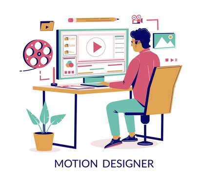 Motion designer vector concept for web banner, website page