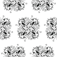 Indian rangoli design concept of lord ganesha with flowers isolated on white background is in Seamless pattern 