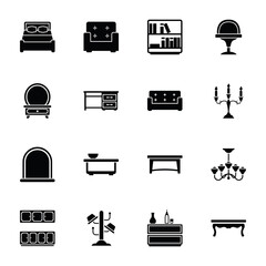 Decoration and Furniture Glyph Icons 