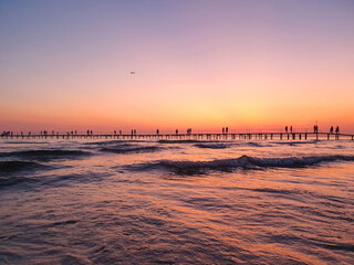 Sea pier at sunset. Anapa, Dzhemete