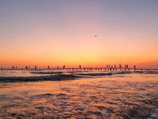 Sea pier at sunset. Anapa, Dzhemete