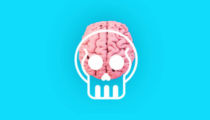 Pink Brain and Skull