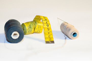 sewing supplies on a light smooth background