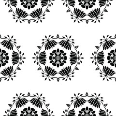 Abstract lotus mandala design isolated on white background is in Seamless pattern
