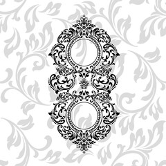 illustration VINTAGE. ornamental floral elements for tattoo, design, cards and prints. Abstract floral vector illustration.