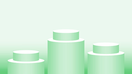 green pastel pedestal cylinder circle 3 steps for cosmetics showcase, 3d podium circle stage green soft color, platform three steps for advertising copy space, podium circle round for product display