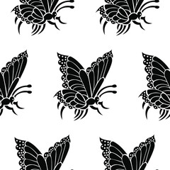 Beautiful Wild Butterfly isolated on white background with Seamless pattern