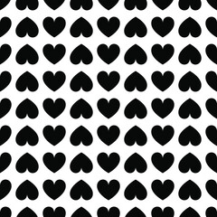 Black and white heart symbols is in Seamless pattern