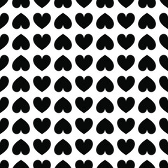 Black and white heart symbols is in Seamless pattern