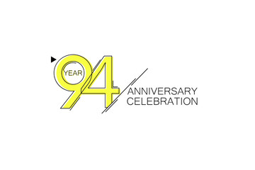 94 year Anniversary comical look, simple line art, Sleek and Clean Design - Vector
