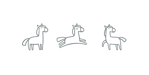 Vector horses in different poses. Baby print