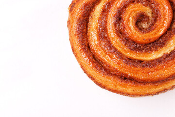 Danish cinnamon buns or cinnabons. Sweet, homemade pastry