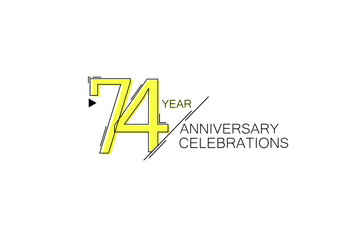 Obraz premium 74 year Anniversary comical look, simple line art, Sleek and Clean Design - Vector