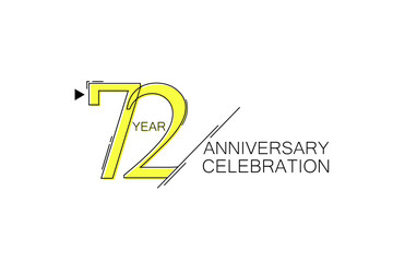 72 year Anniversary comical look, simple line art, Sleek and Clean Design - Vector