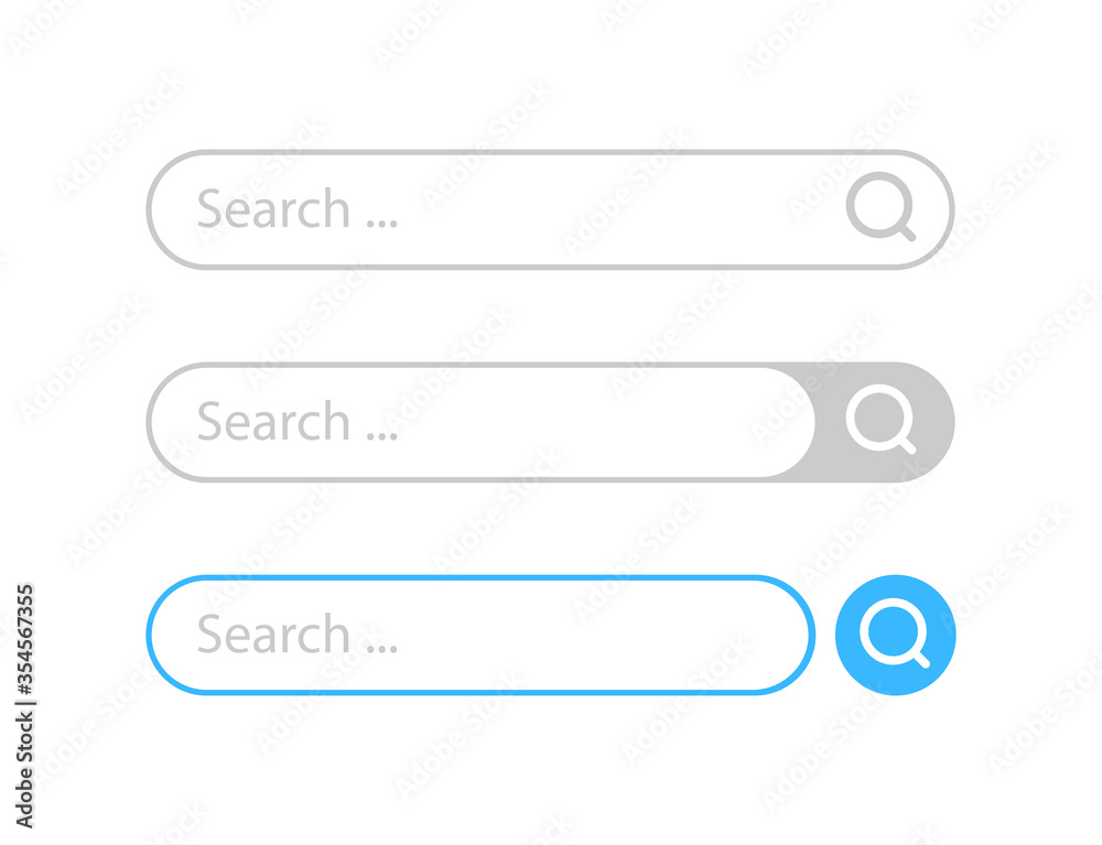 Poster search bar vector design element. set of search bar boxes. ui interface template isolated on white b
