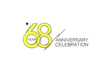 68 year Anniversary comical look, simple line art, Sleek and Clean Design - Vector