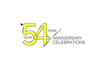 54 year Anniversary comical look, simple line art, Sleek and Clean Design - Vector