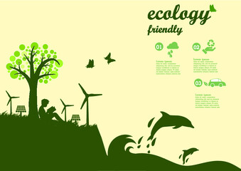 Environmentally friendly world. Vector illustration of ecology