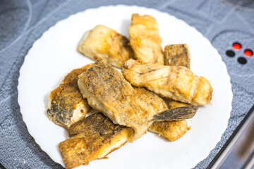 fried crispy pieces of pike fish,