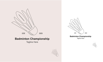 Badminton Champions Line Art Logo Design Template-Badminton Champions team design logo template. Abstract sports logo.