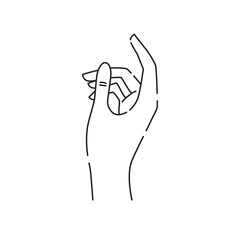 Hand gesture hold line black icon. Pictogram for web page, mobile app, promo. Editable stroke. Hand drawn illustration.