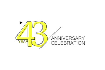 43 year Anniversary comical look, simple line art, Sleek and Clean Design - Vector