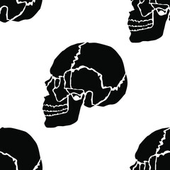The skull design concept of vector art isolated on white background is in Seamless pattern