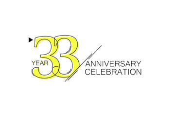 33 year Anniversary comical look, simple line art, Sleek and Clean Design - Vector