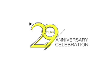 29 year Anniversary comical look, simple line art, Sleek and Clean Design - Vector