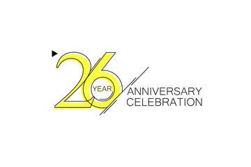 26 year Anniversary comical look, simple line art, Sleek and Clean Design - Vector