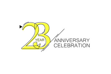 23 year Anniversary comical look, simple line art, Sleek and Clean Design - Vector