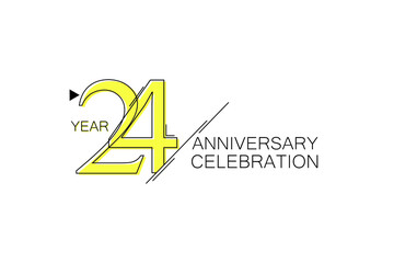 24 year Anniversary comical look, simple line art, Sleek and Clean Design - Vector