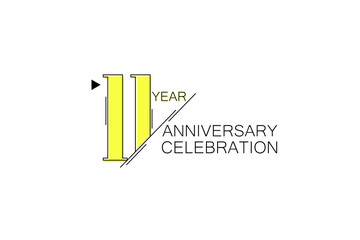 11 year Anniversary comical look, simple line art, Sleek and Clean Design - Vector