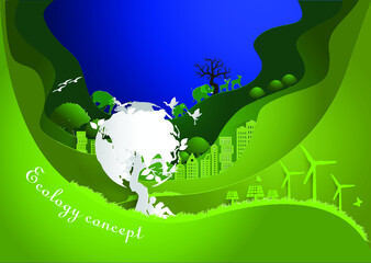 Environmentally friendly world. Vector illustration of ecology