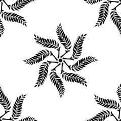Leafy petals decorated as mandala is in Seamless pattern