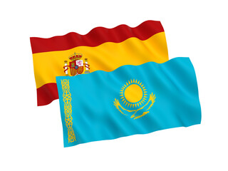 Flags of Kazakhstan and Spain on a white background