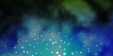 Obraz premium Dark Blue, Green vector layout with bright stars. Blur decorative design in simple style with stars. Pattern for new year ad, booklets.