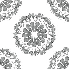 Beautiful Indian Traditional and Cultural Rangoli mandala design concept of floral art isolated on white background is in Seamless pattern
